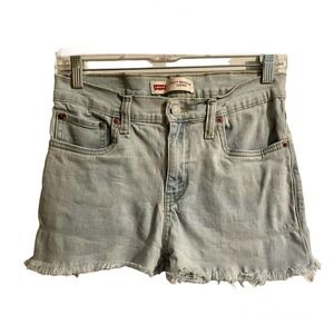 Levis 502 Regular Taper Cutoff Jean Shorts Size 16 Reg Blue 5 Pocket Boh…